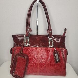 Madi Claire Elegant‎ Red Crocodile-Embossed Women's Handbag. P177